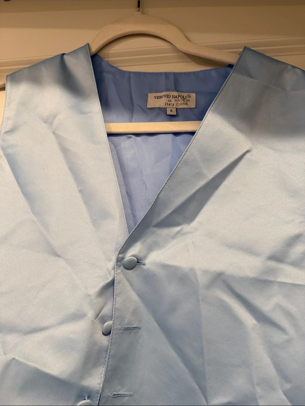 Light Blue Satin Men's Vest - Tailored Formal Waistcoat